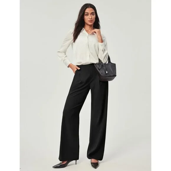 Wide Leg Pants Woman Stretchy Work Dress Pants Women Pull on Business Casual Sla - Picture 5 of 5